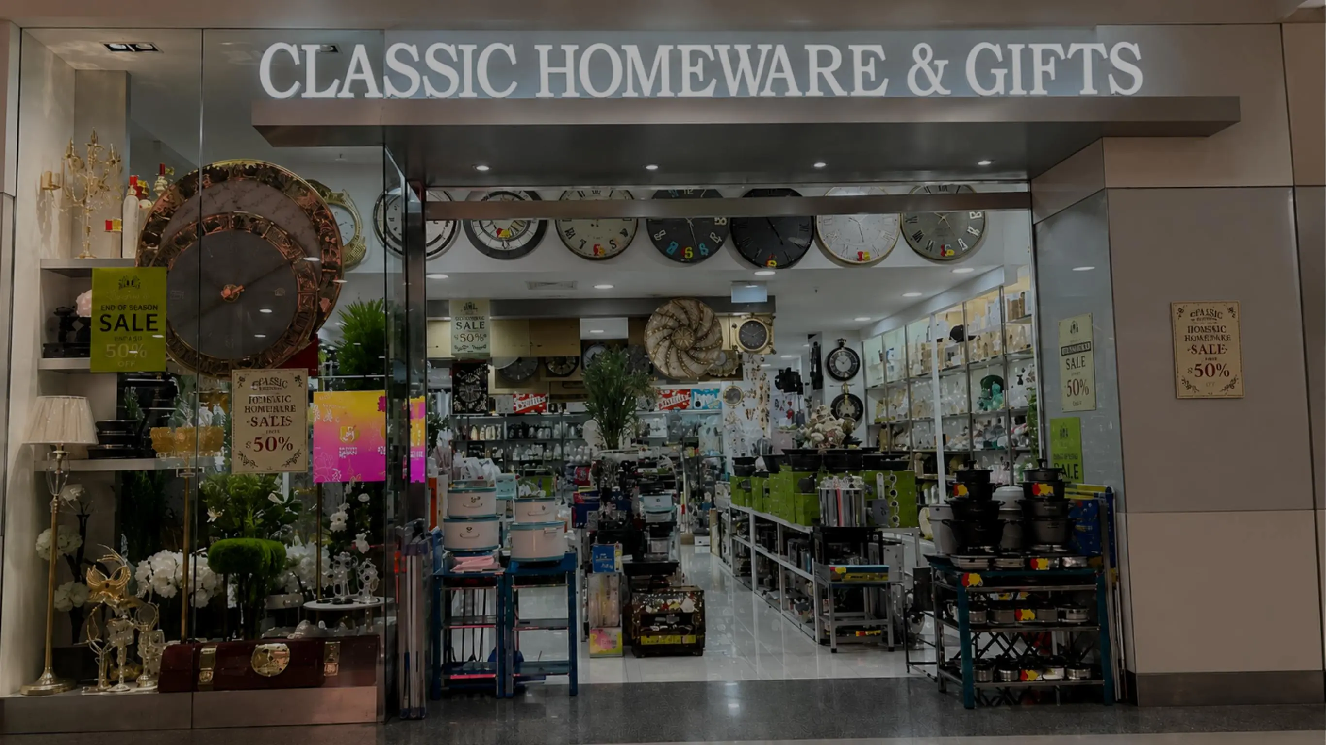 Classic Homeware & Gifts store front at Westfield Mount Druitt